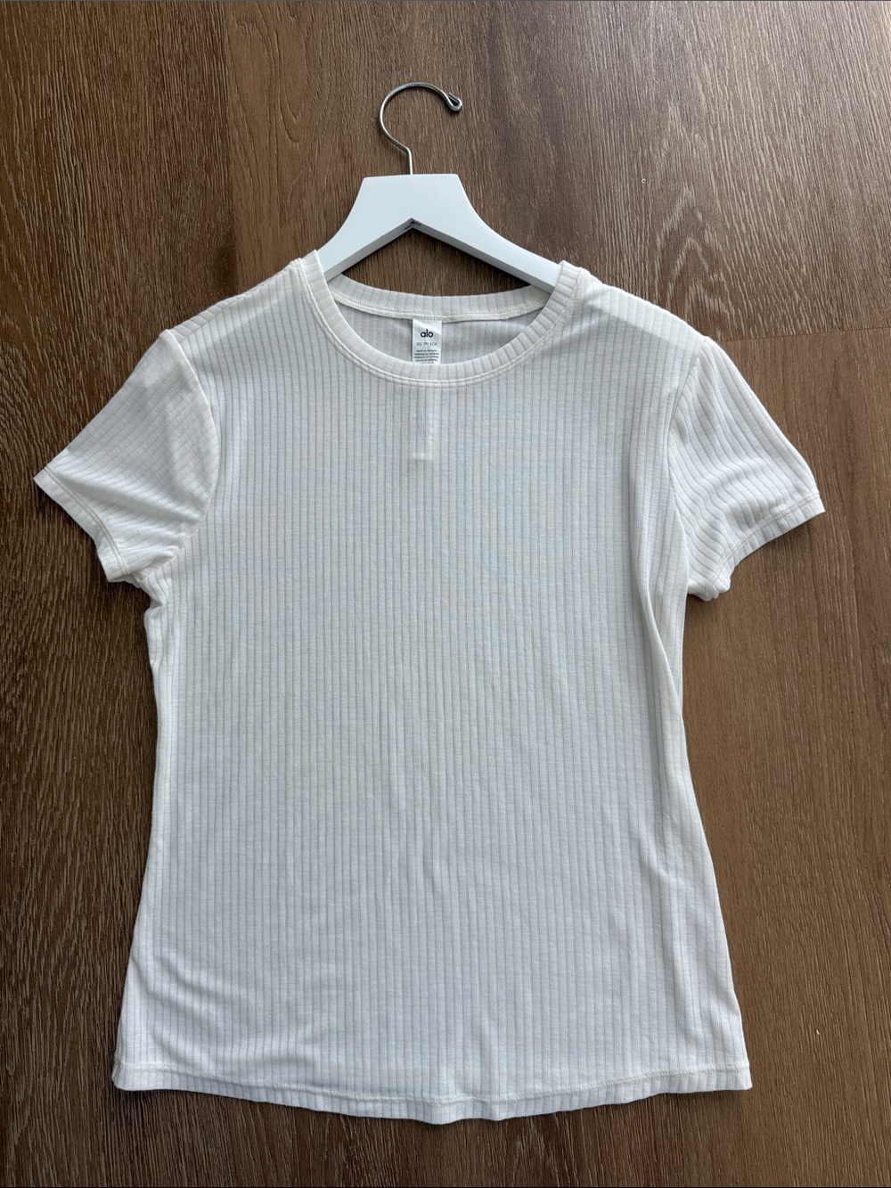 ALO Ribbed Sea Coast Tee, Cream, XS
